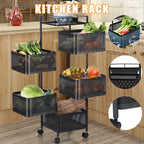6-Tier Rotating Kitchen Storage Trolley | Mobile Vegetable Utility Rack