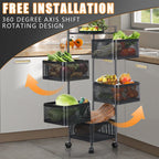 6-Tier Rotating Kitchen Storage Trolley | Mobile Vegetable Utility Rack