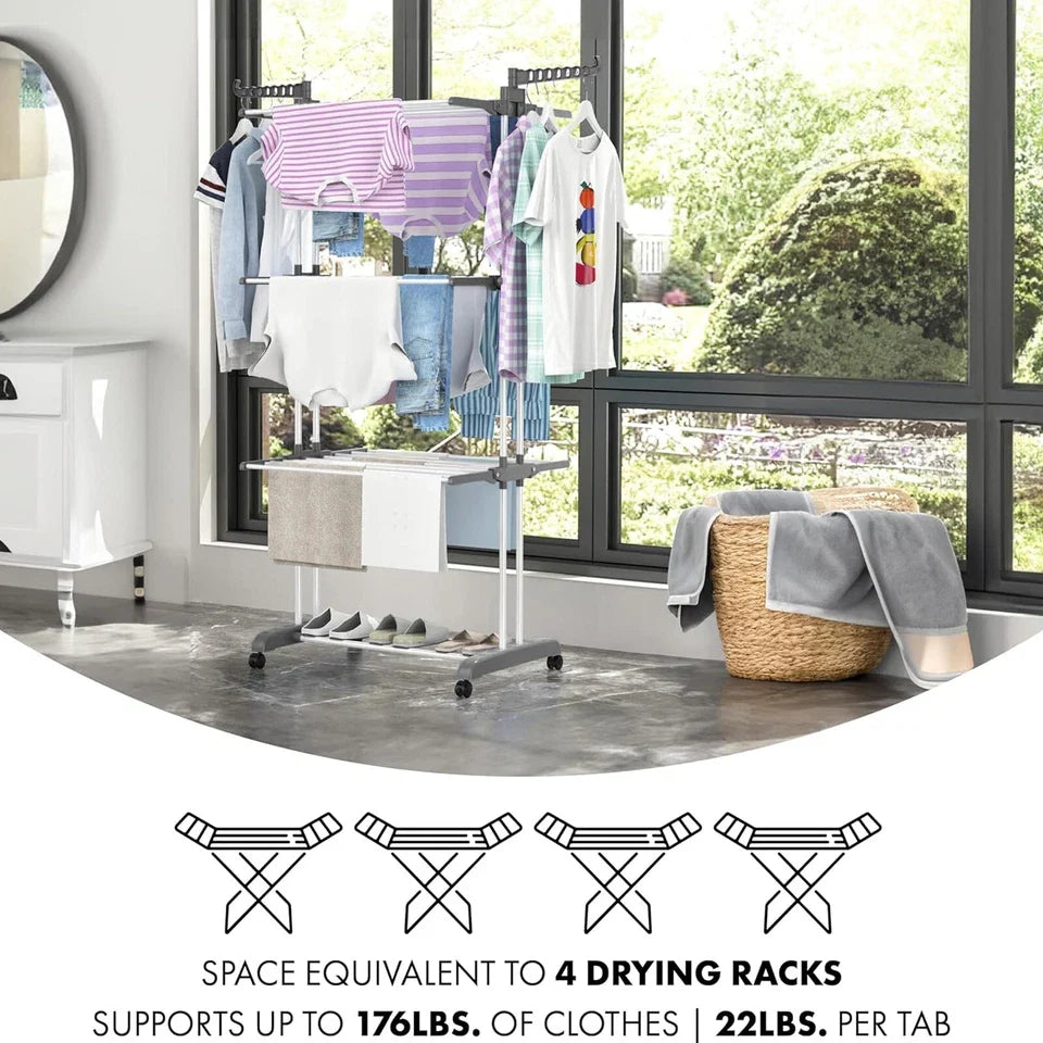 4-Tier Foldable Clothes Airer | Indoor Outdoor Laundry Drying Rack