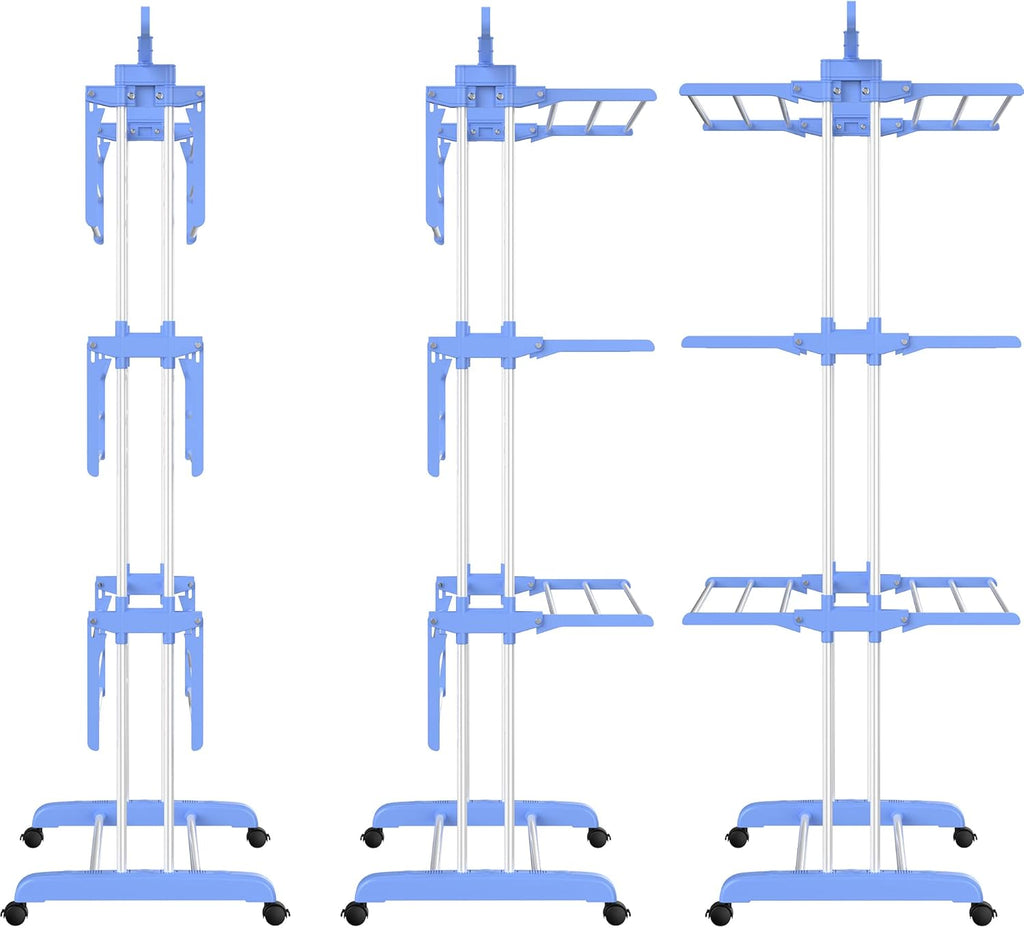 Airer Clothes Drying Rack,4-Tier Foldable Clothes Hanger Adjustable Large Stainless Steel Garment Laundry Racks for Indoor Outdoor