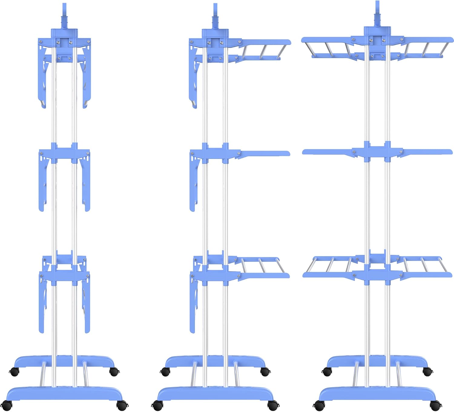Airer Clothes Drying Rack,4-Tier Foldable Clothes Hanger Adjustable Large Stainless Steel Garment Laundry Racks for Indoor Outdoor