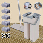 360° Flat Squeeze Mop & Bucket Set | Multi-Functional with 10 Pads