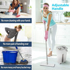 360° Flat Squeeze Mop & Bucket Set | Multi-Functional with 10 Pads