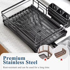 Kitchen Dish Drainer Rack | Sink Drying Rack with 360° Drip Tray