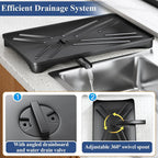 Kitchen Dish Drainer Rack | Sink Drying Rack with 360° Drip Tray