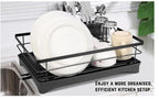 Kitchen Dish Drainer Rack | Sink Drying Rack with 360° Drip Tray
