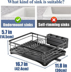 Kitchen Dish Drainer Rack | Sink Drying Rack with 360° Drip Tray