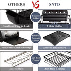 Kitchen Dish Drainer Rack | Sink Drying Rack with 360° Drip Tray