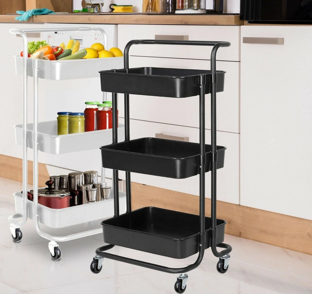 3 Tier Storage Trolley on Wheels Cart Kitchen