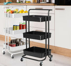 3 Tier Storage Trolley on Wheels Cart Kitchen