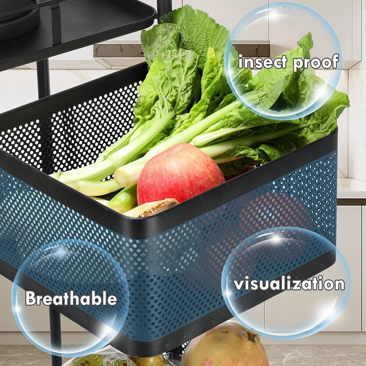 Vegetable Shelf Rack Tier Mobile Kitchen