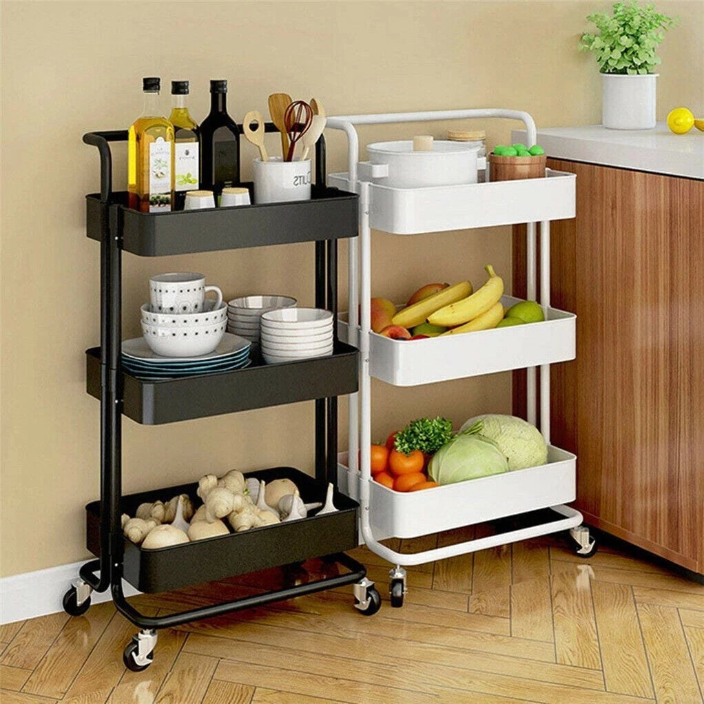 3 Tier Storage Trolley on Wheels Cart Kitchen