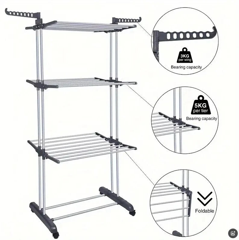 4 Tier Foldable Clothes Airer Rack Indoor