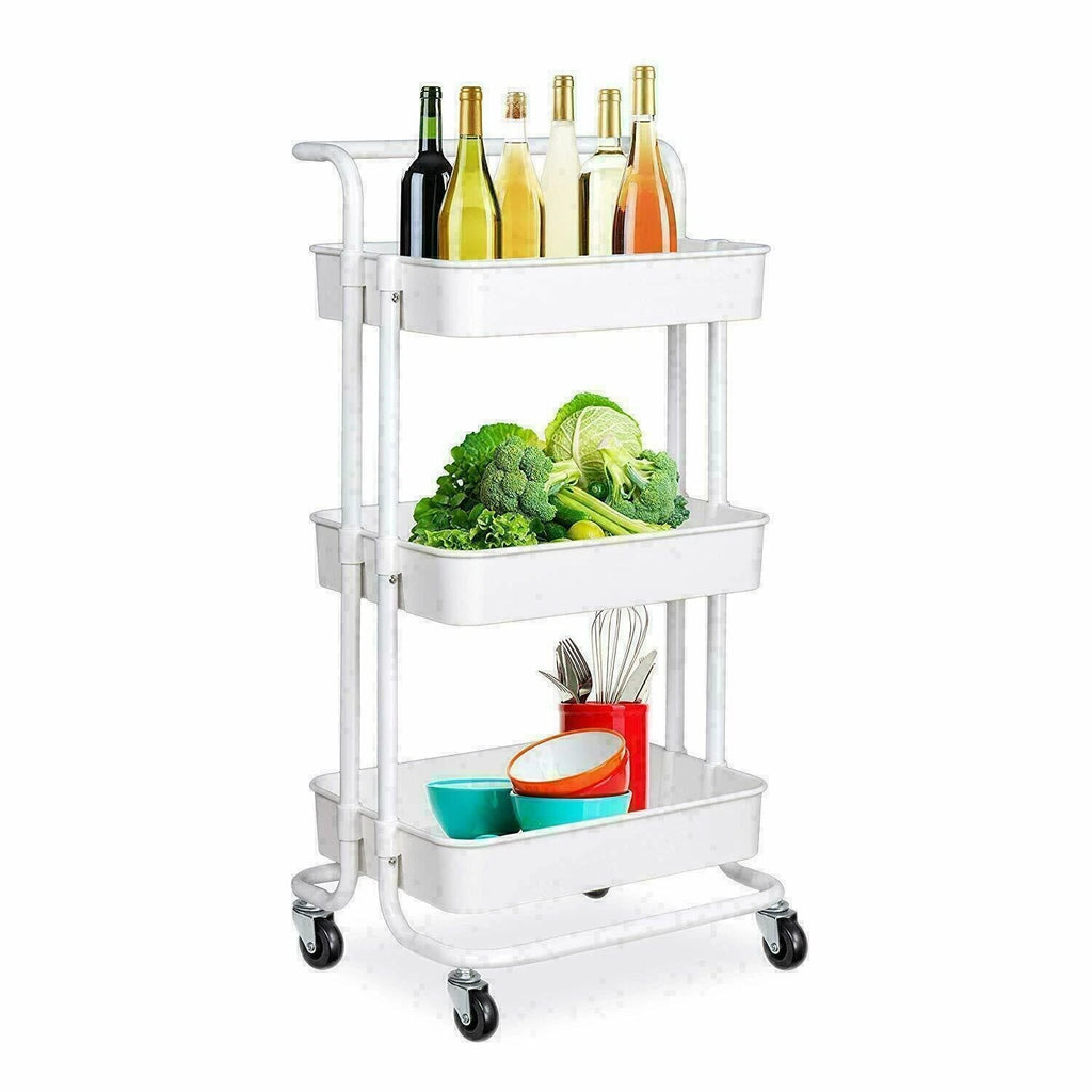 3 Tier Storage Trolley on Wheels Cart Kitchen