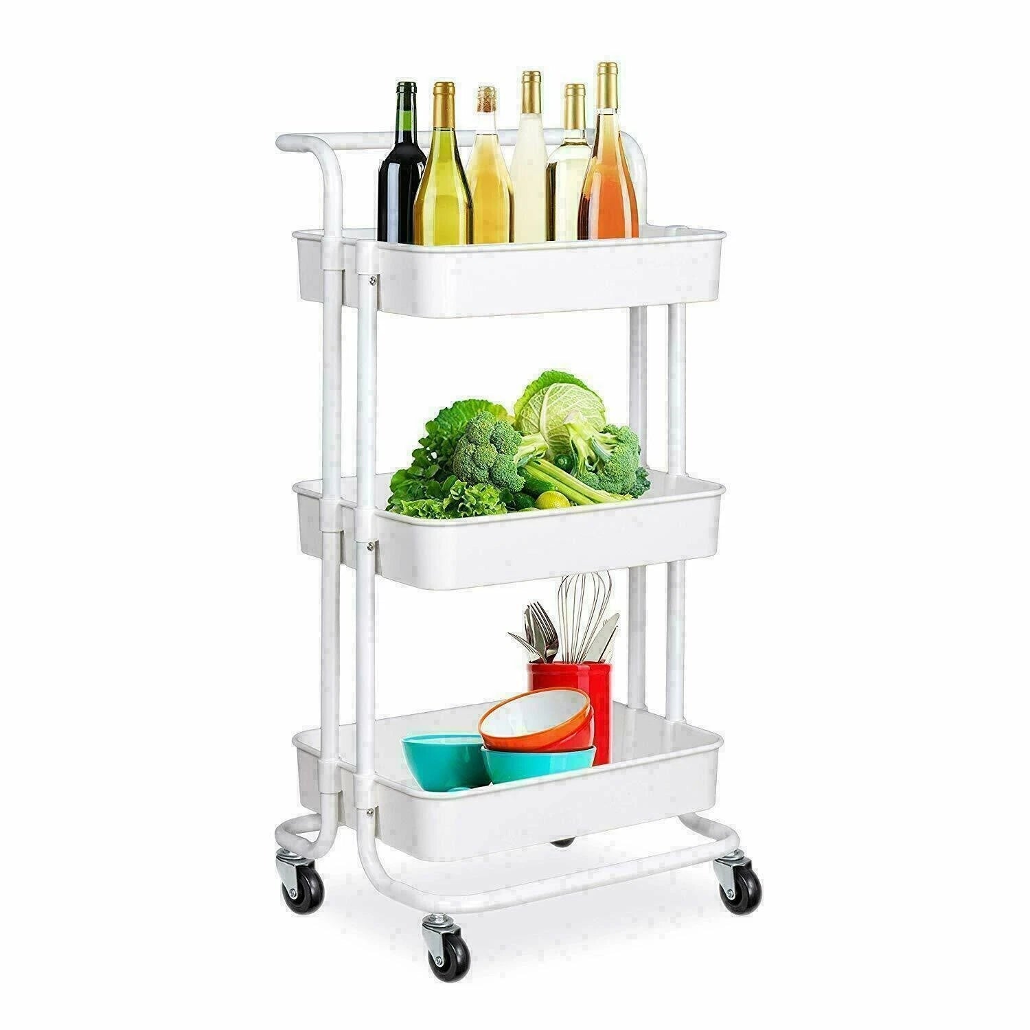 3 Tier Storage Trolley on Wheels Cart Kitchen
