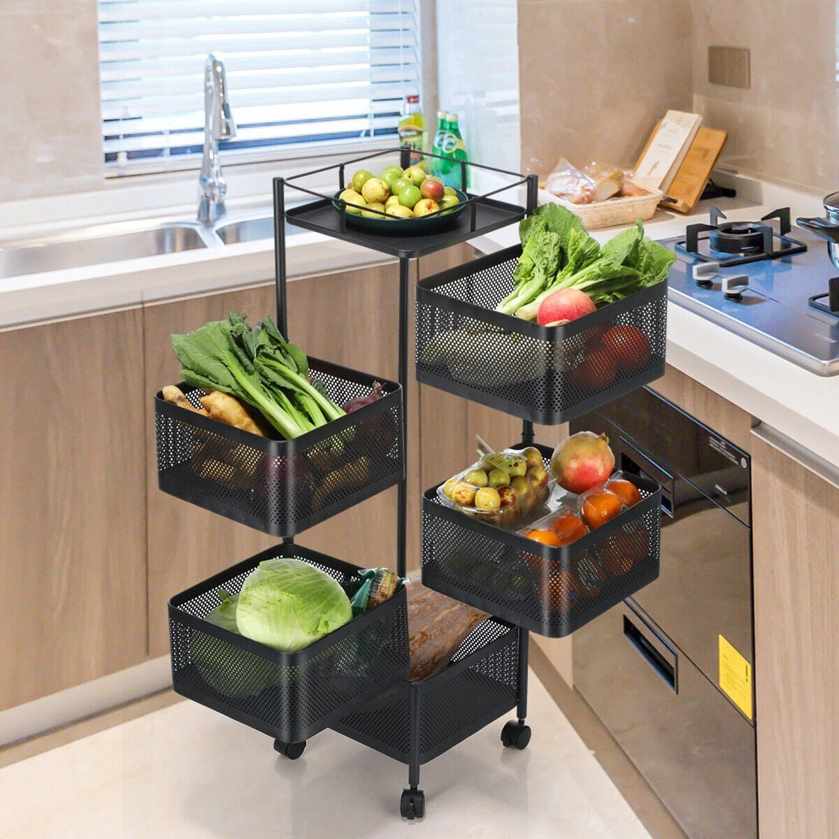 Vegetable Shelf Rack Tier Mobile Kitchen