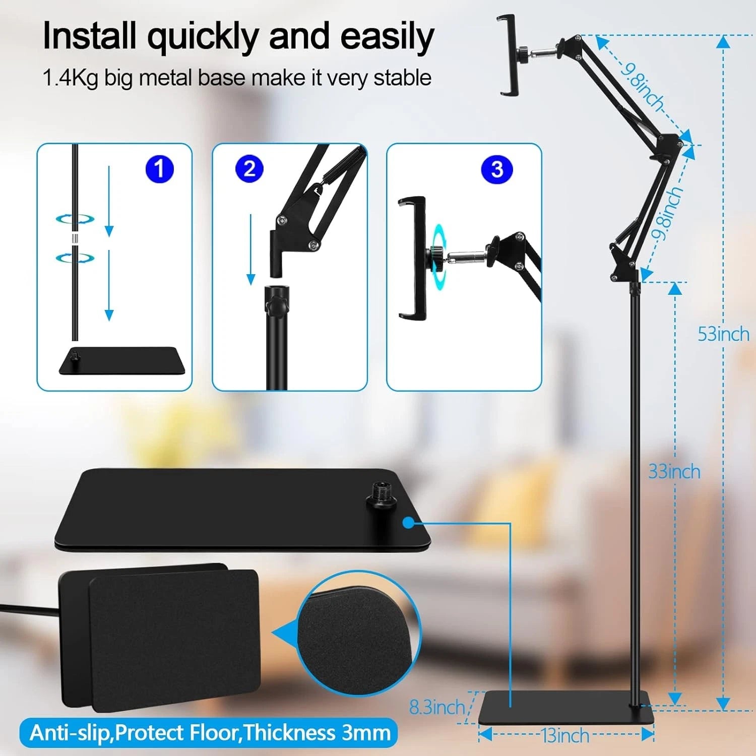 Universal 360° Adjustable Floor Stand Holder