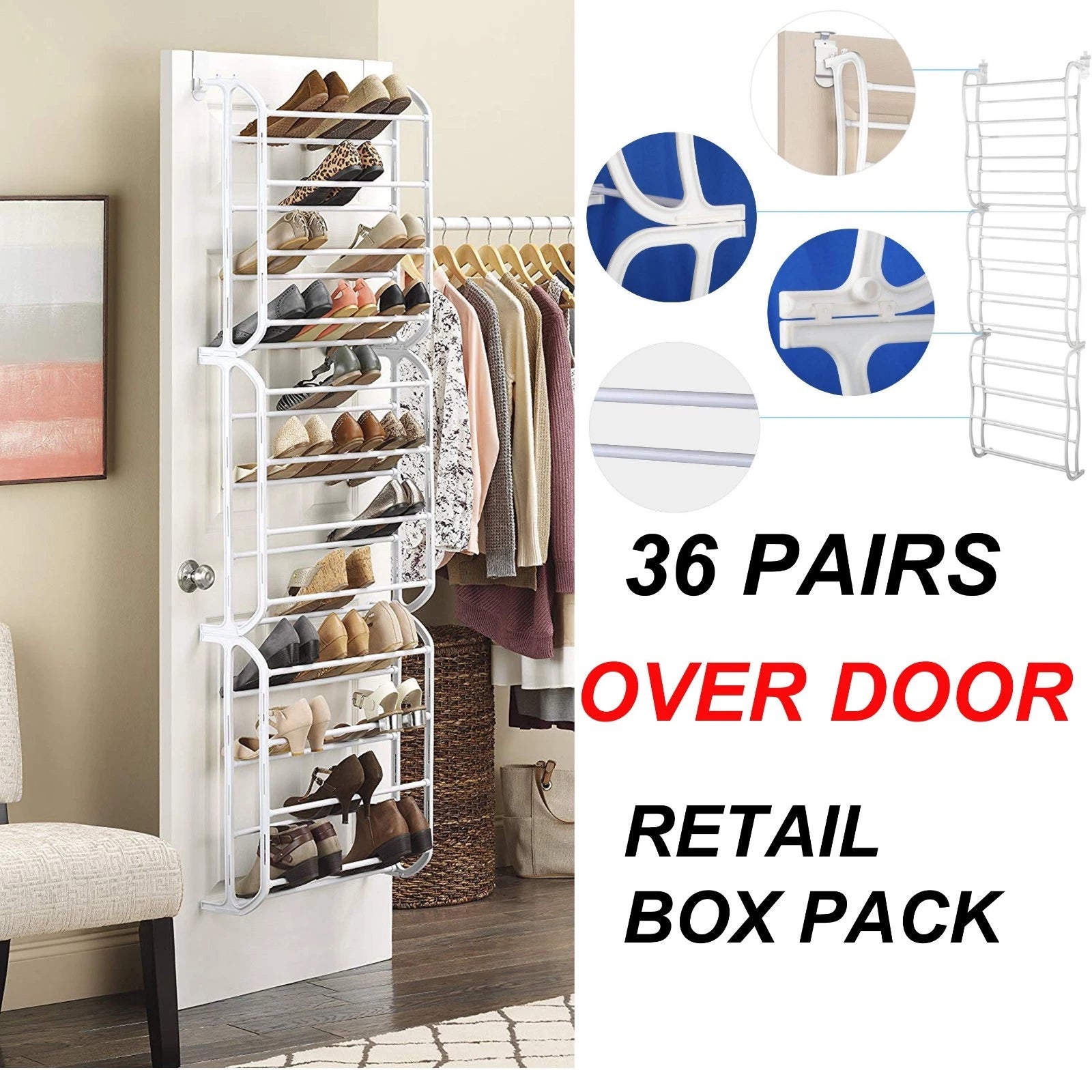 36 PAIR SHOE RACK OVER DOOR HANGING