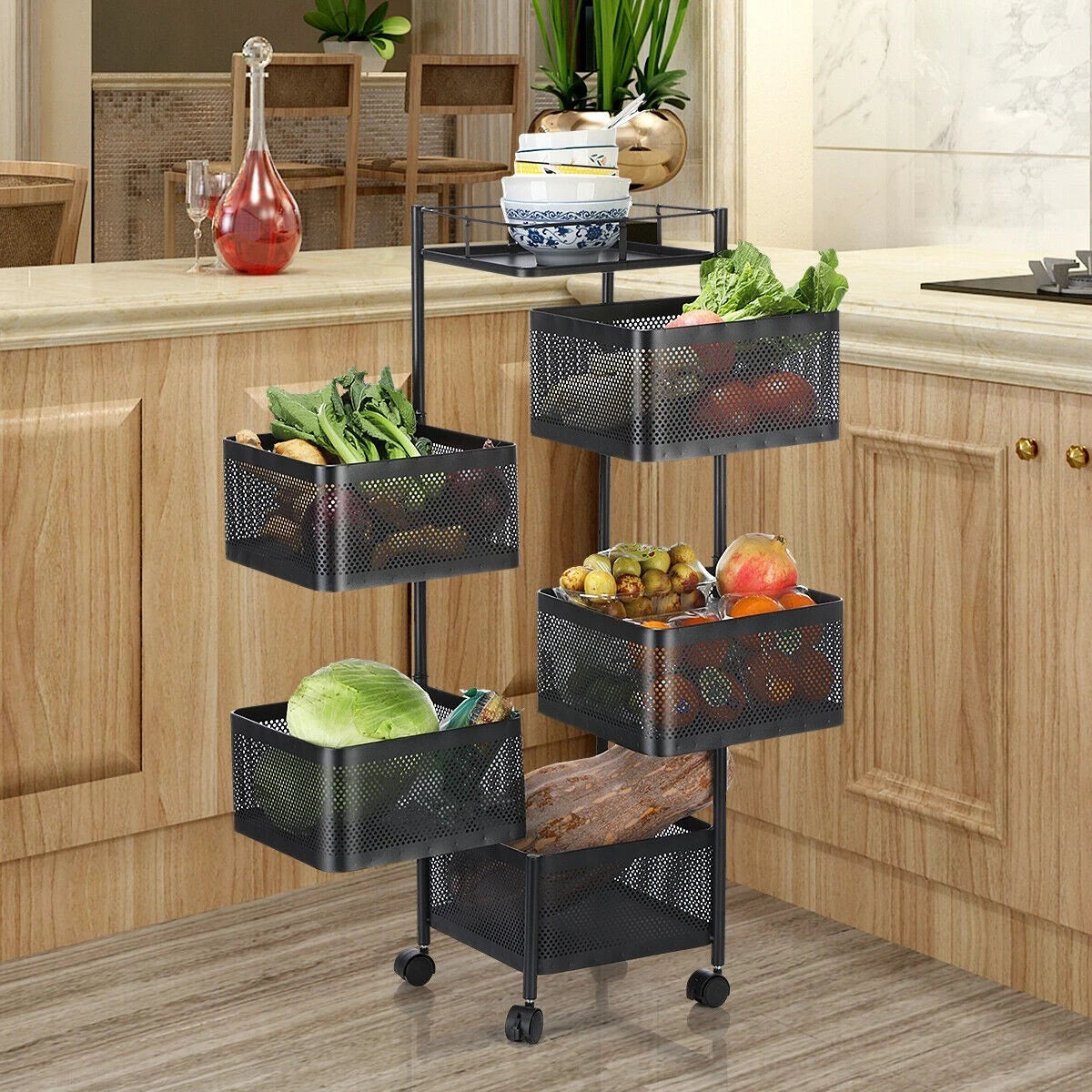 Vegetable Shelf Rack Tier Mobile Kitchen