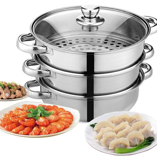 28cm Stainless Steel 3/5-Tier Steamer Pot