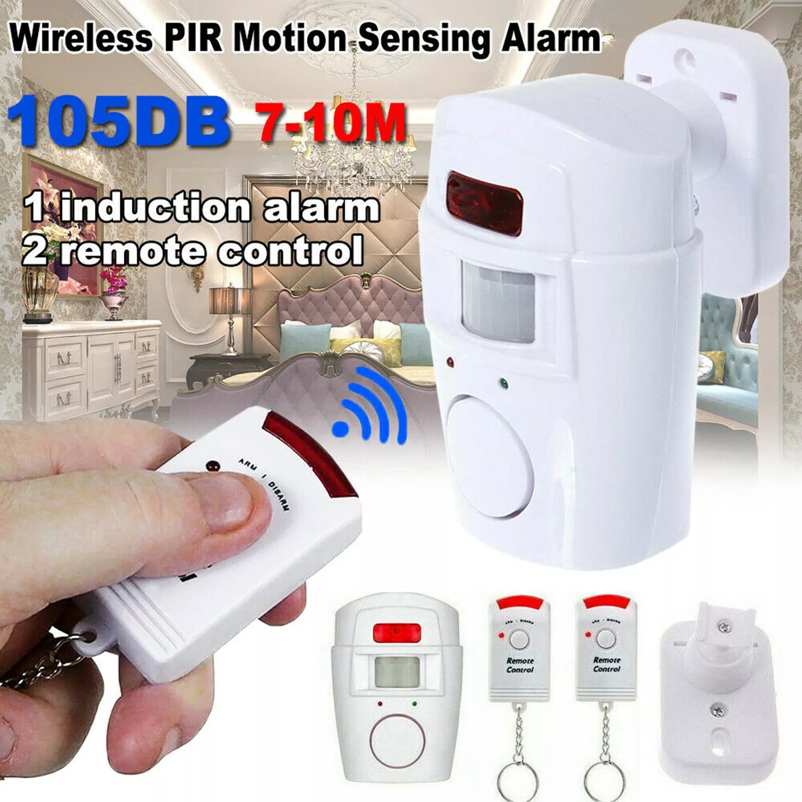 Wireless PIR Motion Sensor Alarm | Includes 2 Remote Controls
