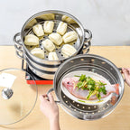 28cm Stainless Steel 3/5-Tier Steamer Pot