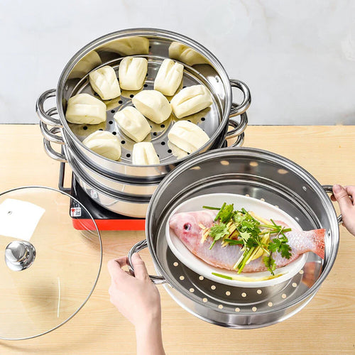 28cm Stainless Steel 3/5-Tier Steamer Pot