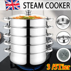 28cm Stainless Steel 3/5-Tier Steamer Pot