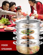 28cm Stainless Steel 3/5-Tier Steamer Pot