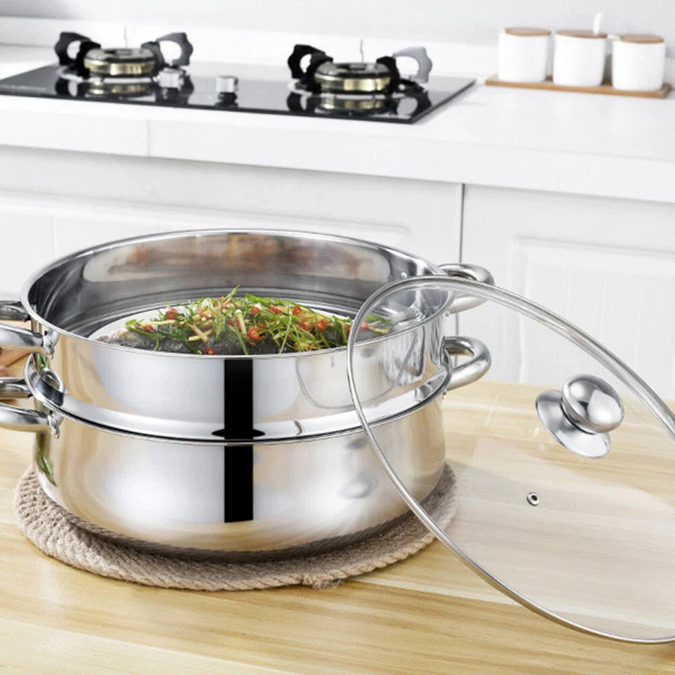 28cm Stainless Steel 3/5-Tier Steamer Pot