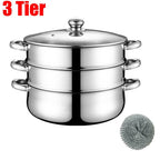 28cm Stainless Steel 3/5-Tier Steamer Pot