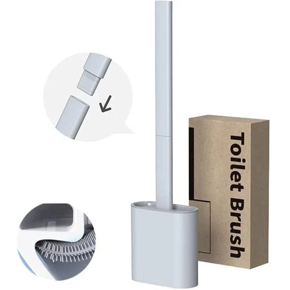 Silicone Toilet Brush & Holder Set | Bathroom Cleaning Brush