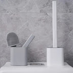 Silicone Toilet Brush & Holder Set | Bathroom Cleaning Brush